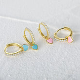 Amaya Crystal and Heart Huggie Hoop Earrings